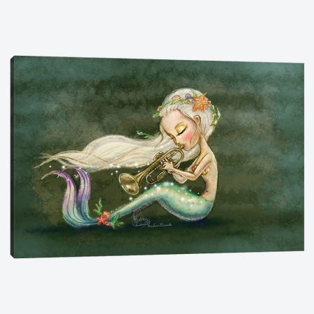 Ste-Anne Mermaid Trumpetist Canvas Print #TSI12} by Anastasia Tsai Canvas Wall Art