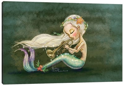 Ste-Anne Mermaid Trumpetist Canvas Art Print - Trumpet Art