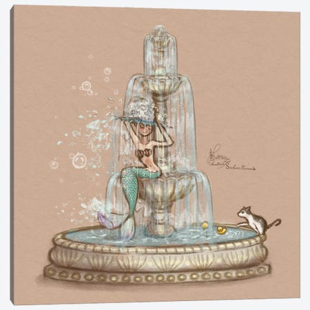 Ste-Anne Mermaid Shampoo In The Fountain Canvas Print #TSI1} by Anastasia Tsai Canvas Print
