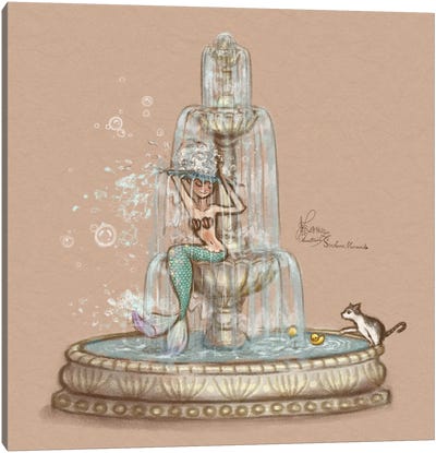 Ste-Anne Mermaid Shampoo In The Fountain Canvas Art Print - Anastasia Tsai
