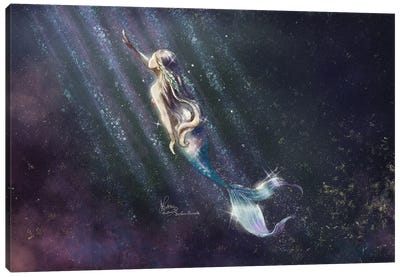 Ste-Anne Mermaid Swimming Canvas Art Print - Mythical Creature Art