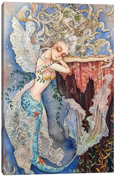 Ste-Anne Mermaid Lace Wings Canvas Art Print - Fairy Art