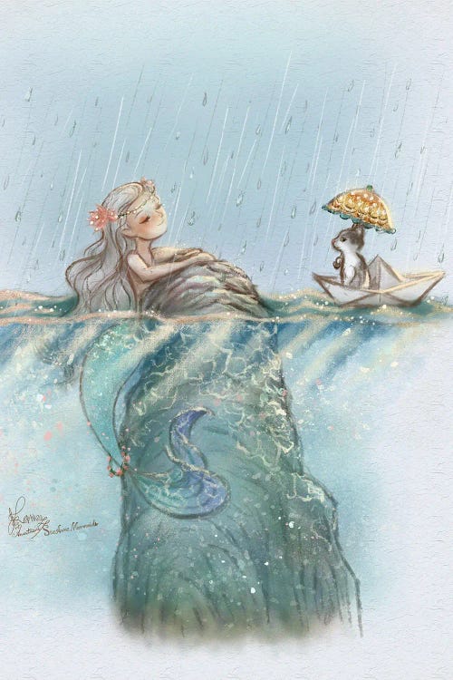 Ste-Anne Mermaid Enjoying The Rain by Anastasia Tsai wall art