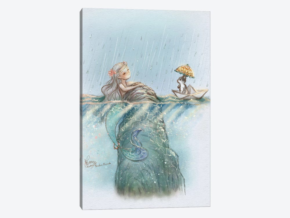 Ste-Anne Mermaid Enjoying The Rain by Anastasia Tsai 1-piece Canvas Artwork