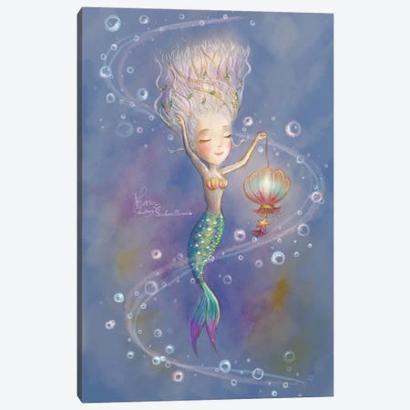 Ste-Anne Mermaid Dancing With Lantern Canvas Print #TSI34} by Anastasia Tsai Canvas Art Print