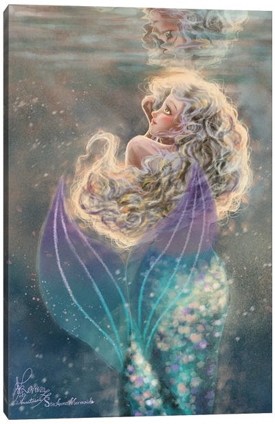 Ste-Anne Mermaid Under The Water Canvas Art Print - Underwater Art