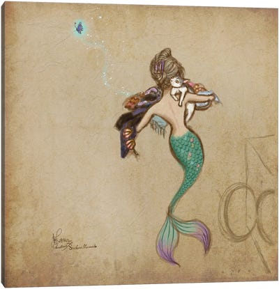 Ste-Anne Mermaid Taking Out Clothes From The Dryer Canvas Art Print - Anastasia Tsai