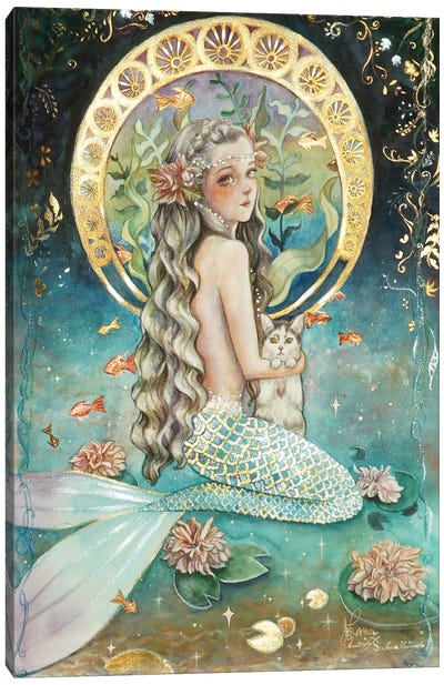 Ste-Anne Mermaid Art Nouveau Canvas Art Print - Mythical Creature Art