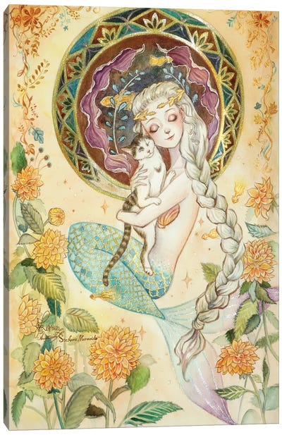 Ste-Anne Mermaid Art Nouveau II Canvas Art Print - Anastasia Tsai