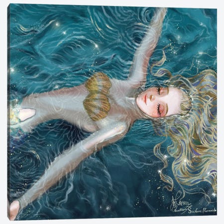 Ste-Anne Mermaid Floating Canvas Print #TSI51} by Anastasia Tsai Canvas Art