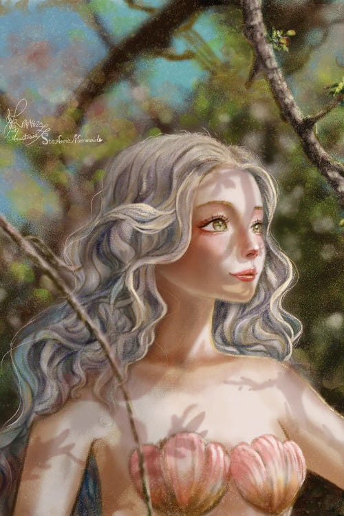 Ste-Anne Mermaid In The Cherry Woods by Anastasia Tsai wall art