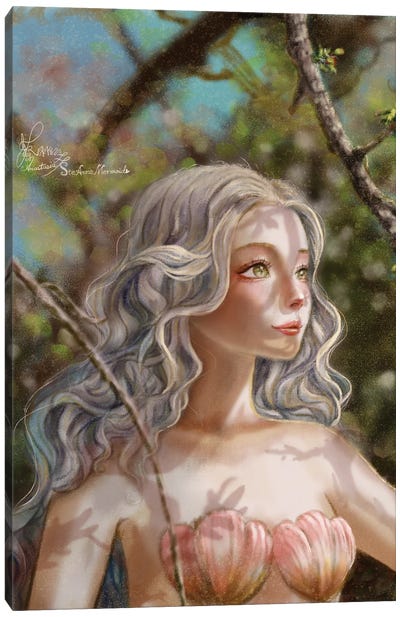 Ste-Anne Mermaid In The Cherry Woods Canvas Art Print - Anastasia Tsai