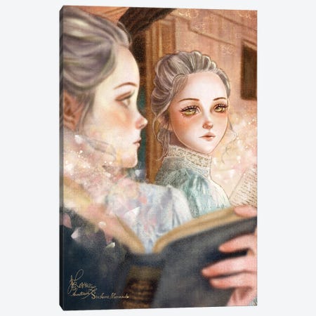 Ste-Anne Mermaid Holding A Book In The Mirror Canvas Print #TSI56} by Anastasia Tsai Canvas Art Print