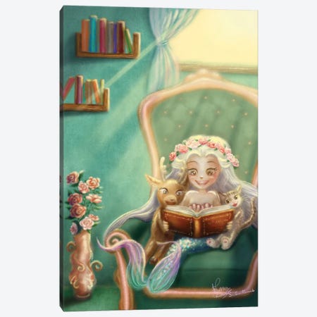 Ste-Anne Mermaid Story Book Reading Canvas Print #TSI57} by Anastasia Tsai Canvas Art Print