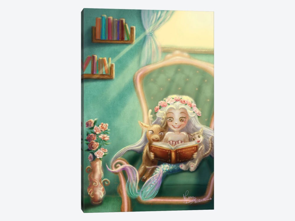Ste-Anne Mermaid Story Book Reading by Anastasia Tsai 1-piece Canvas Art