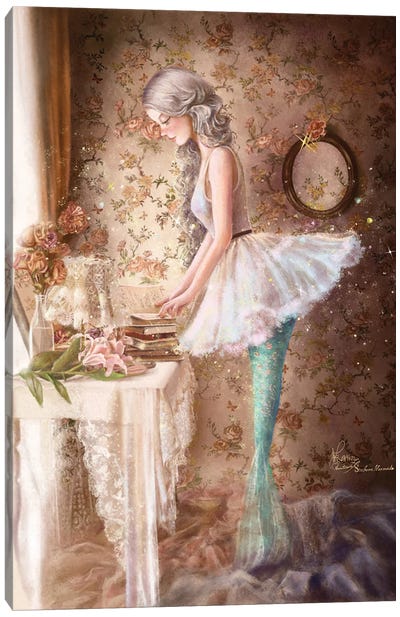 Ste-Anne Mermaid Ballet and Books Canvas Art Print - Anastasia Tsai
