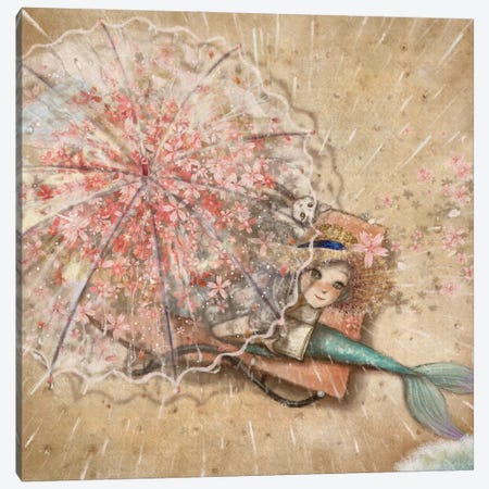 Ste-Anne Mermaid Rain on Beach Canvas Print #TSI59} by Anastasia Tsai Canvas Art