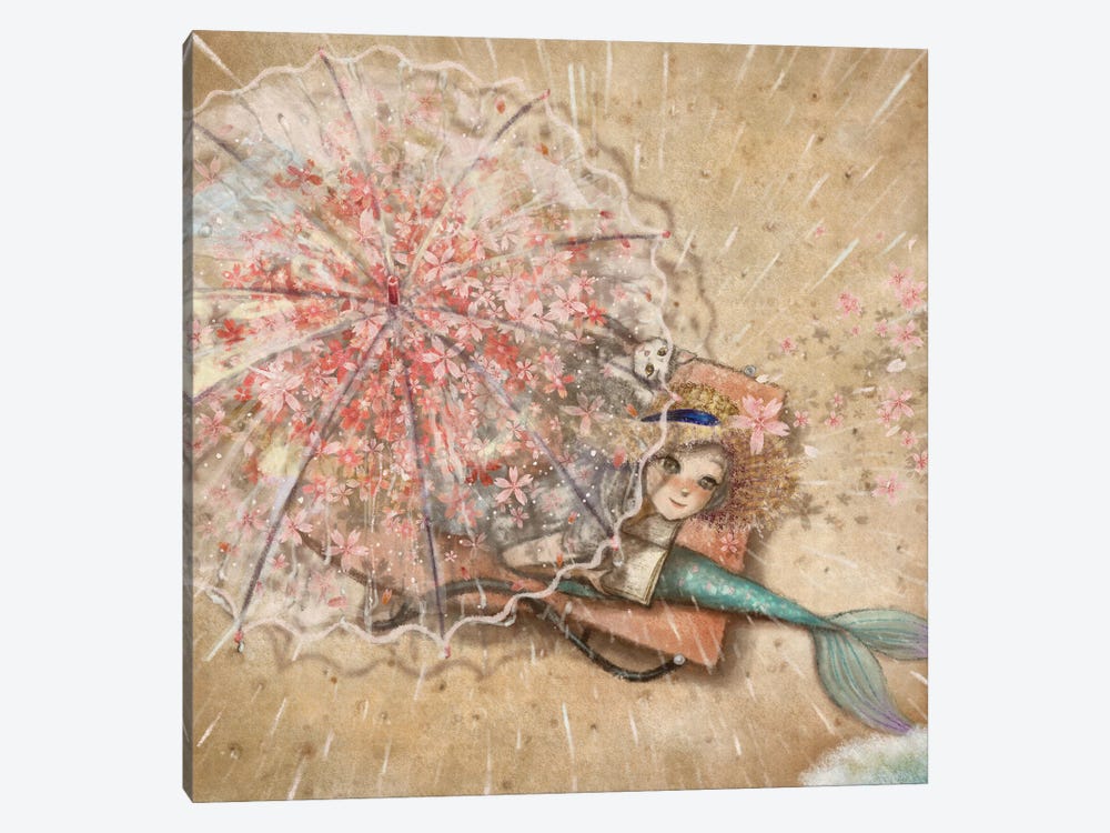 Ste-Anne Mermaid Rain on Beach by Anastasia Tsai 1-piece Canvas Art