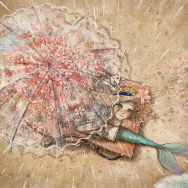 Mermaids: Ste-Anne Mermaid Rain on Beach by Anastasia Tsai