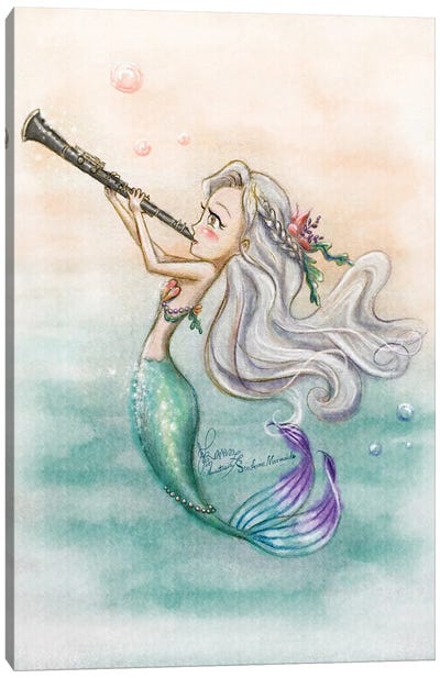 Ste-Anne Mermaid Clarinetist Canvas Art Print - Mermaid Art