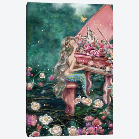 Ste-Anne Mermaid Piano by the Water Canvas Print #TSI61} by Anastasia Tsai Canvas Print