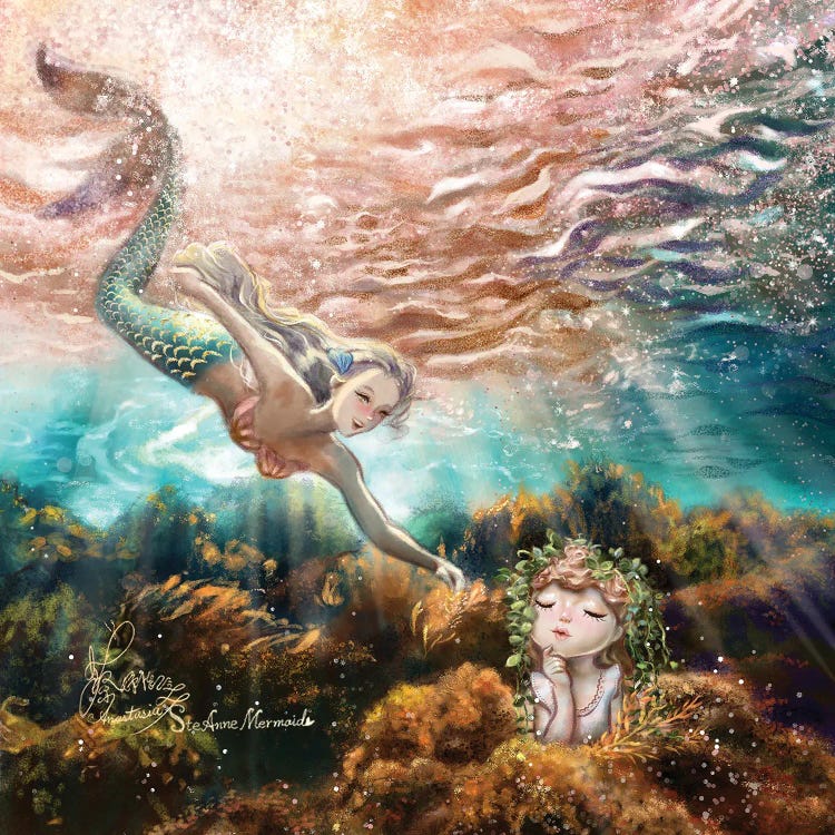 Ste-Anne Mermaid The Cute Lady Vase by Anastasia Tsai wall art