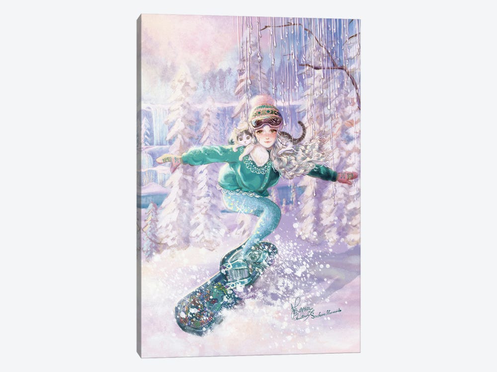 St-Anne Mermaid Snowboarding by Anastasia Tsai 1-piece Canvas Art