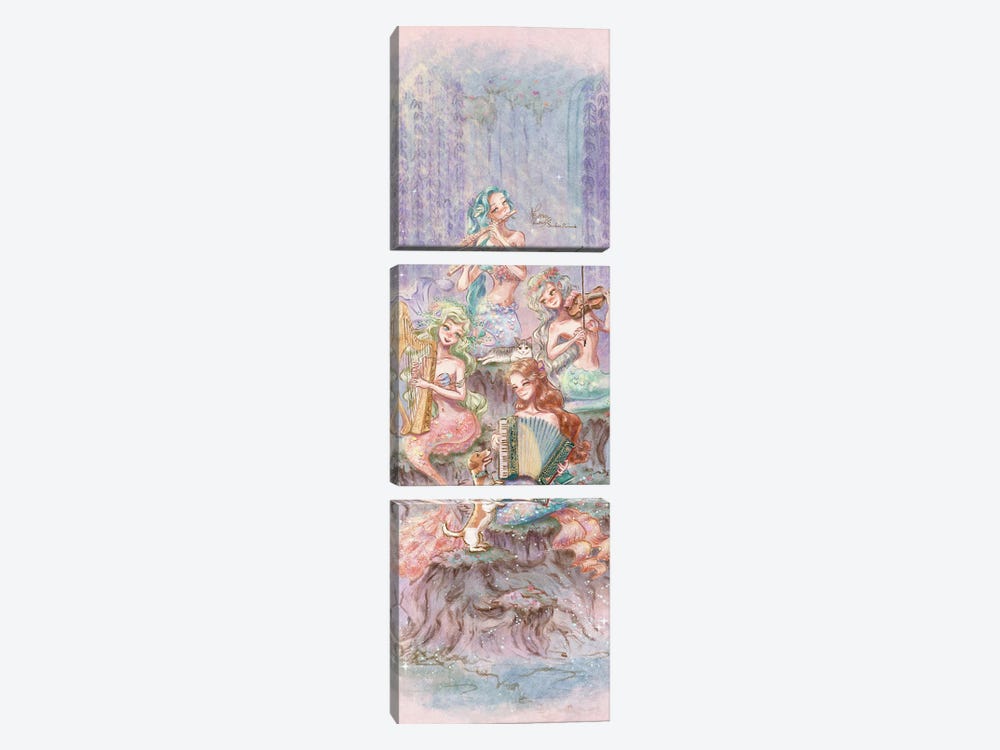 Ste-Anne Mermaid Chamber Ensemble I (Feat. Patron The Dog) by Anastasia Tsai 3-piece Canvas Art