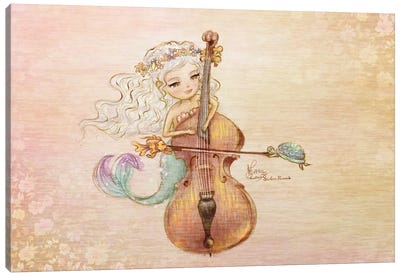 Ste-Anne Mermaid Double Bassist Canvas Art Print - Cello Art