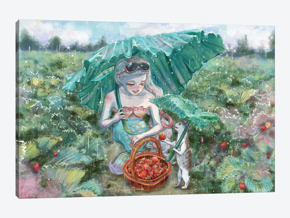 Ste-Anne Mermaid Strawberry Picking by Anastasia Tsai 1-piece Art Print