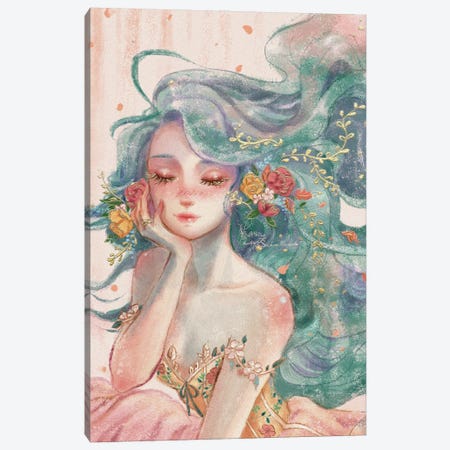 Ste-Anne Mermaid Lady With Turquoise Hair Canvas Print #TSI71} by Anastasia Tsai Canvas Wall Art