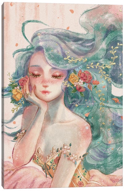 Ste-Anne Mermaid Lady With Turquoise Hair Canvas Art Print - Anastasia Tsai