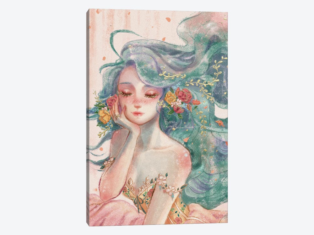 Ste-Anne Mermaid Lady With Turquoise Hair by Anastasia Tsai 1-piece Canvas Artwork