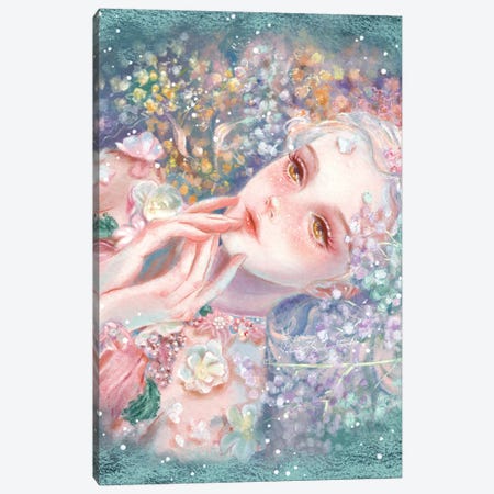 Ste-Anne Mermaid Floral Portrait Canvas Print #TSI72} by Anastasia Tsai Canvas Artwork