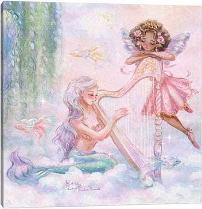 St-Anne Mermaid The Heavenly Harpist Canvas Art Print - Anastasia Tsai