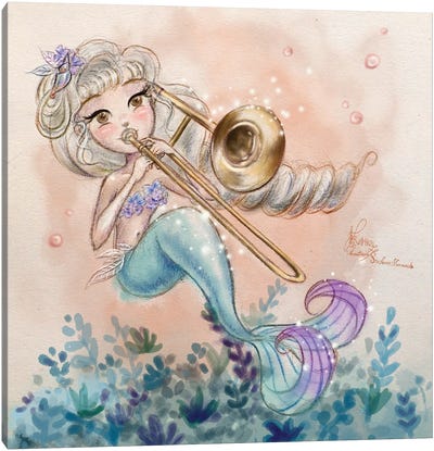 Ste-Anne Mermaid Trombonist Canvas Art Print - Anastasia Tsai