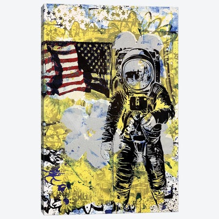 Flower Disaster With MTV Astronaut Canvas Print #TSM19} by Taylor Smith Canvas Wall Art