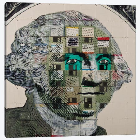 George Washington On Floppy Diskettes Canvas Print #TSM22} by Taylor Smith Art Print