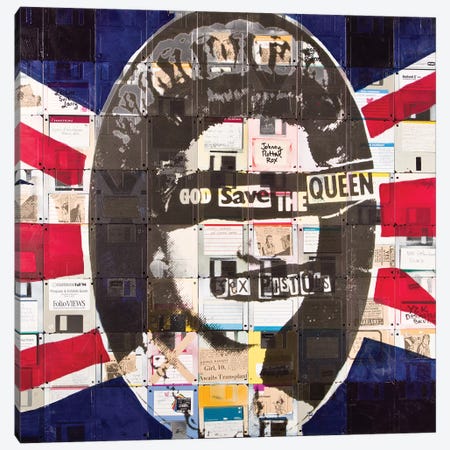 God Save The Queen By Sex Pistols On Floppy Diskettes Canvas Print #TSM23} by Taylor Smith Canvas Print