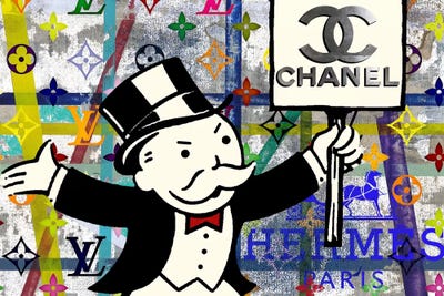 Taylor Smith Canvas Art Prints - Monopoly Disaster with Chanel ( Pop Culture > fictional Characters > Mascots > Rich Uncle Pennybags art) - 40x60 in