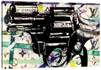 Candy Revolver Gun Disaster Canvas Art Print - Similar to Andy Warhol