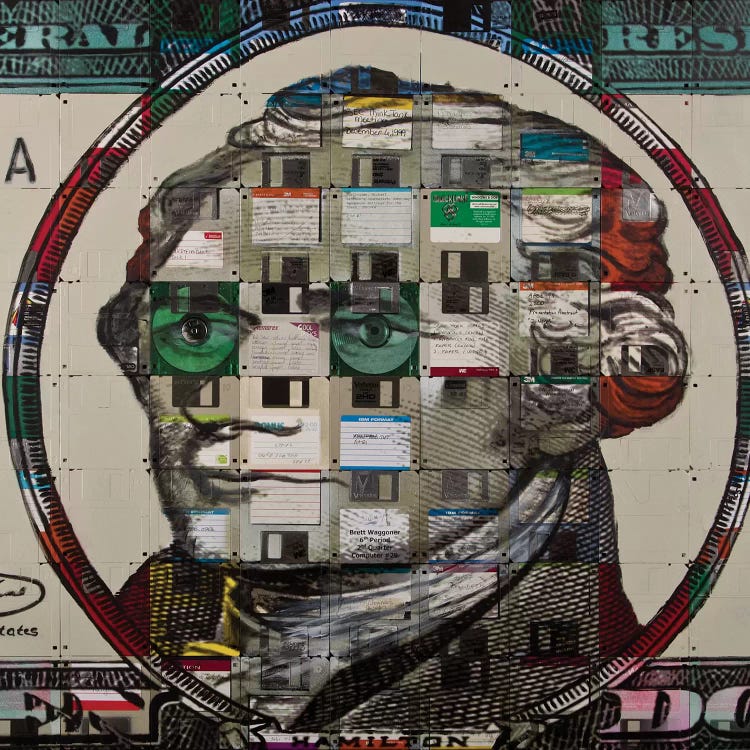 Alexander Hamilton On Floppy Diskettes by Taylor Smith wall art