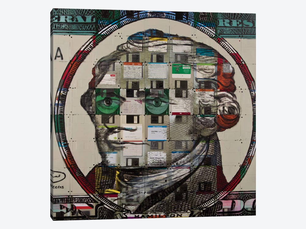 Alexander Hamilton On Floppy Diskettes by Taylor Smith 1-piece Art Print
