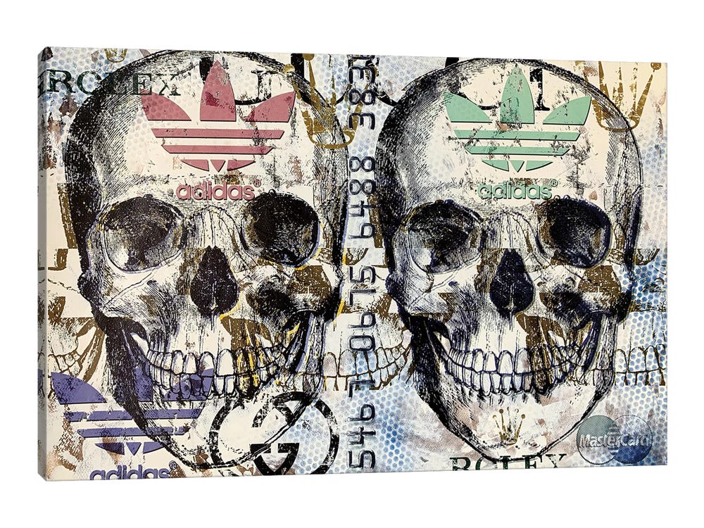 Taylor Smith Canvas Art Prints - Double Skull Disaster III ( Fashion > Fashion Brands > Louis Vuitton art) - 40x60 in