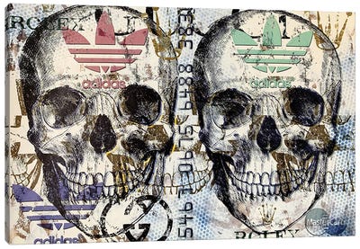 Double Skull Disaster III Canvas Art Print - Horror Art