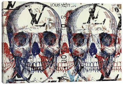 Double Skull Disaster III Canvas Art Print - Fashion Typography