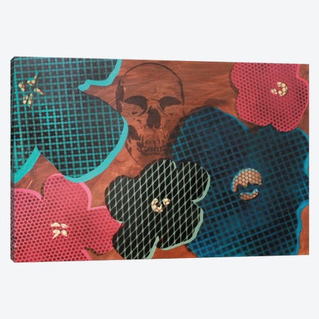 Five Flowers & Skull Canvas Print #TSM86} by Taylor Smith Canvas Art