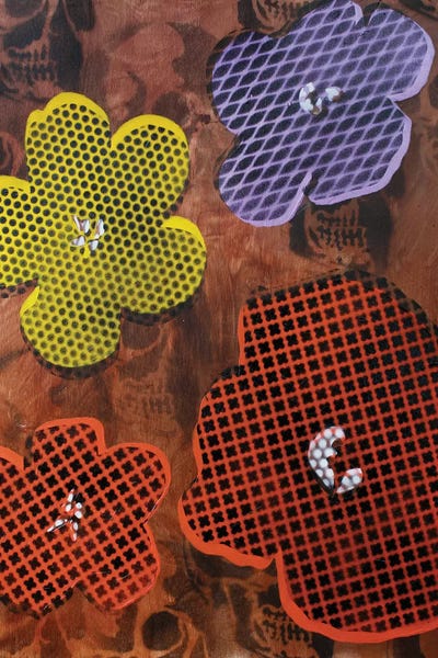 Four Flowers & Skulls by Taylor Smith canvas print