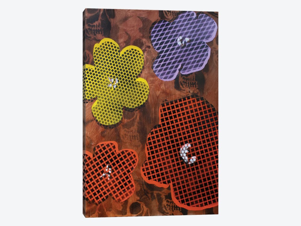 Four Flowers & Skulls by Taylor Smith 1-piece Canvas Artwork
