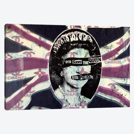God Save The Queen in Pink Canvas Print #TSM98} by Taylor Smith Canvas Wall Art